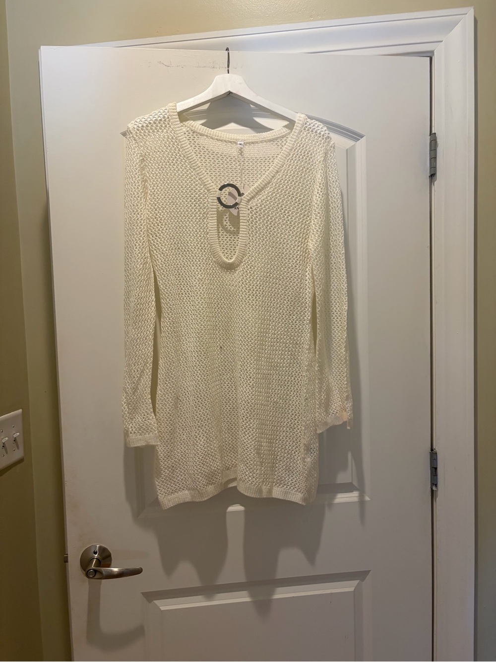Lightweight Open-Knit Ivory Sweater Top swimsuit cover NWT